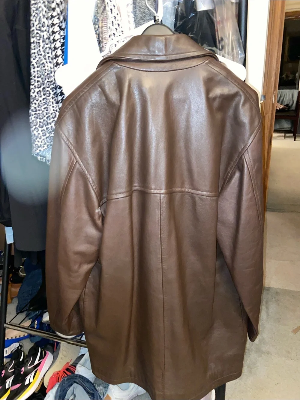 Coach Brown Leather Trench Coat